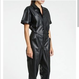 PISTOLA - GROVER VEGAN LEATHER JUMPSUIT - ONYX